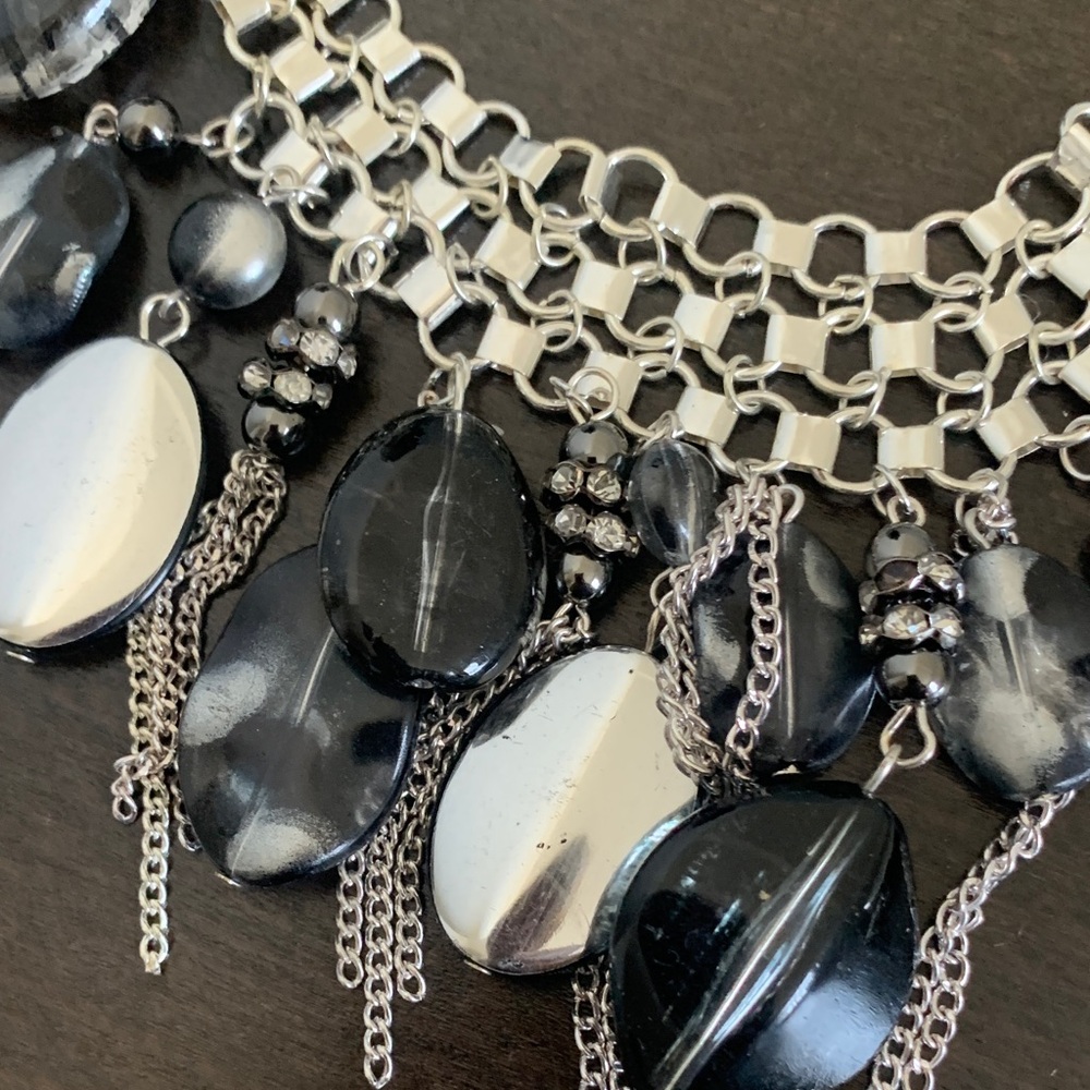 Macy's Black and Silver Statement Necklace - Picture 3 of 7